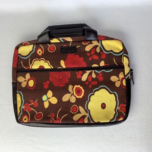 Kailo Chic Collection Slim Brief Notebook Laptop Carrying Case Brown Floral - Picture 1 of 13